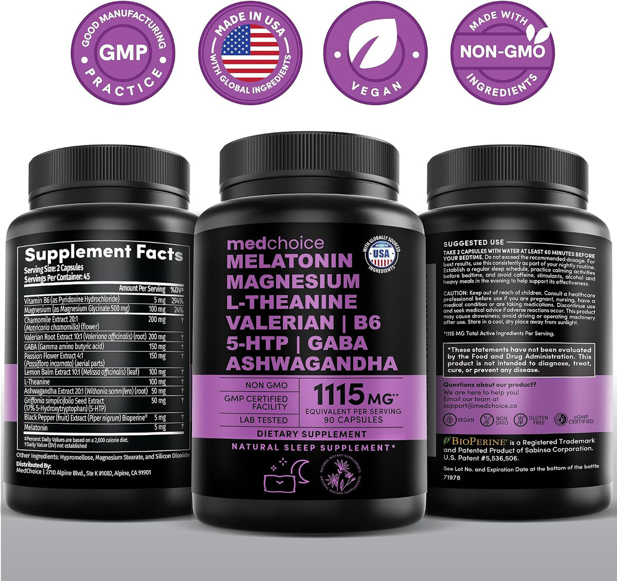 12-in-1 Melatonin 5mg Sleep Capsules with Magnesium, 90ct