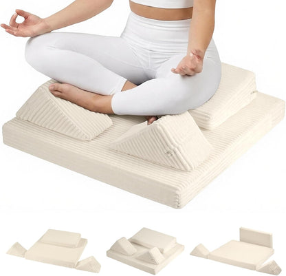 Meditation Cushion, Meditation Mat with Knee Support, Dark Grey | Large Washable Meditation Pillow for Sitting on Floor, Yoga Pillow with 2 Knee Cushions for Comfortable Sitting, 24x24in