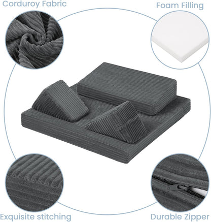 Meditation Cushion, Meditation Mat with Knee Support, Dark Grey | Large Washable Meditation Pillow for Sitting on Floor, Yoga Pillow with 2 Knee Cushions for Comfortable Sitting, 24x24in