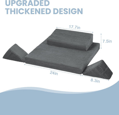 Meditation Cushion, Meditation Mat with Knee Support, Dark Grey | Large Washable Meditation Pillow for Sitting on Floor, Yoga Pillow with 2 Knee Cushions for Comfortable Sitting, 24x24in