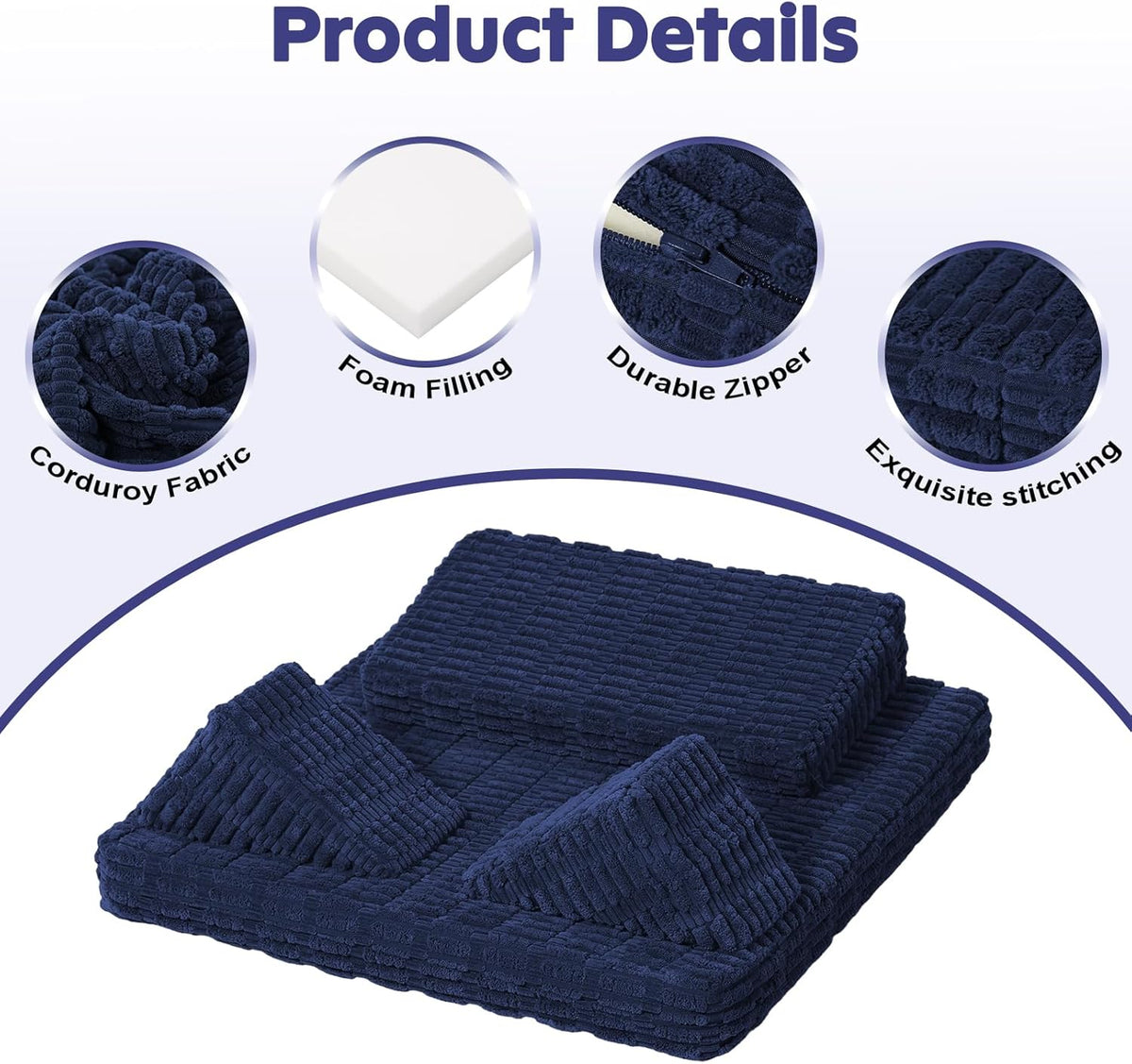 Meditation Cushion, Meditation Mat with Knee Support, Dark Grey | Large Washable Meditation Pillow for Sitting on Floor, Yoga Pillow with 2 Knee Cushions for Comfortable Sitting, 24x24in