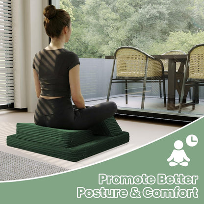 Meditation Cushion, Meditation Mat with Knee Support, Dark Grey | Large Washable Meditation Pillow for Sitting on Floor, Yoga Pillow with 2 Knee Cushions for Comfortable Sitting, 24x24in