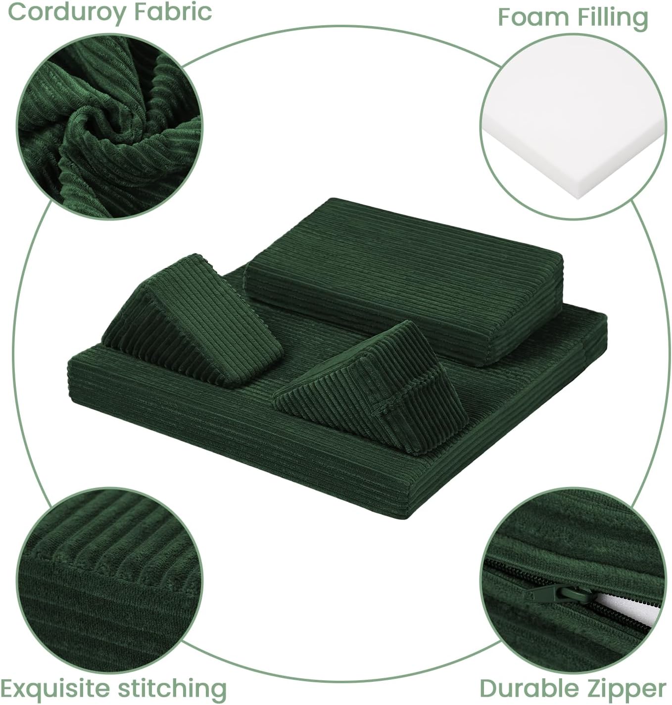 Meditation Cushion, Meditation Mat with Knee Support, Dark Grey | Large Washable Meditation Pillow for Sitting on Floor, Yoga Pillow with 2 Knee Cushions for Comfortable Sitting, 24x24in