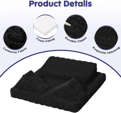 Meditation Cushion, Meditation Mat with Knee Support, Dark Grey | Large Washable Meditation Pillow for Sitting on Floor, Yoga Pillow with 2 Knee Cushions for Comfortable Sitting, 24x24in
