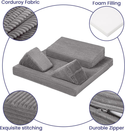 Meditation Cushion, Meditation Mat with Knee Support, Dark Grey | Large Washable Meditation Pillow for Sitting on Floor, Yoga Pillow with 2 Knee Cushions for Comfortable Sitting, 24x24in