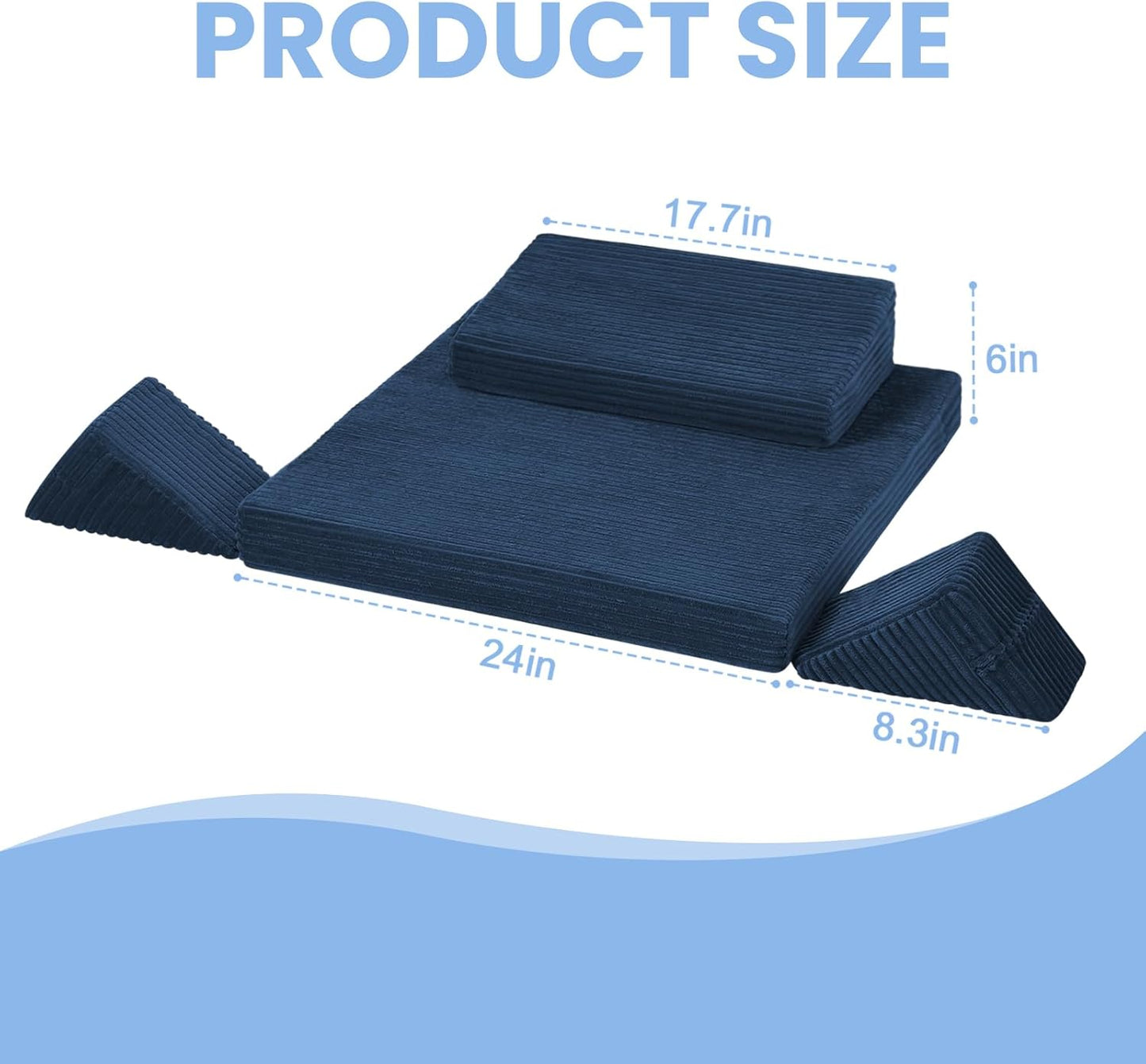 Meditation Cushion, Meditation Mat with Knee Support, Dark Grey | Large Washable Meditation Pillow for Sitting on Floor, Yoga Pillow with 2 Knee Cushions for Comfortable Sitting, 24x24in