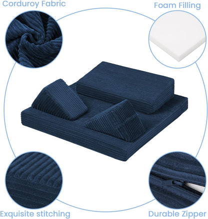 Meditation Cushion, Meditation Mat with Knee Support, Dark Grey | Large Washable Meditation Pillow for Sitting on Floor, Yoga Pillow with 2 Knee Cushions for Comfortable Sitting, 24x24in