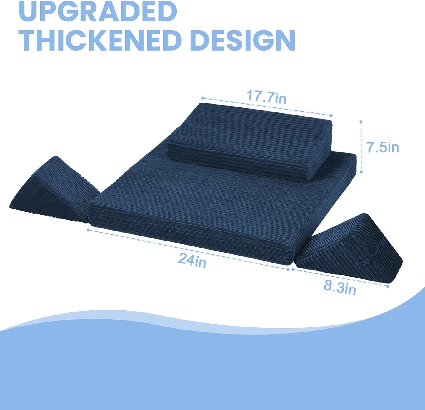 Meditation Cushion, Meditation Mat with Knee Support, Dark Grey | Large Washable Meditation Pillow for Sitting on Floor, Yoga Pillow with 2 Knee Cushions for Comfortable Sitting, 24x24in
