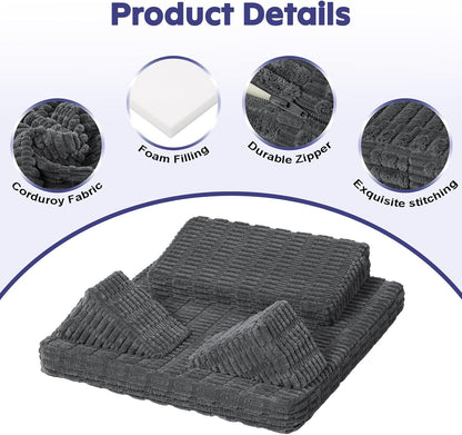 Meditation Cushion, Meditation Mat with Knee Support, Dark Grey | Large Washable Meditation Pillow for Sitting on Floor, Yoga Pillow with 2 Knee Cushions for Comfortable Sitting, 24x24in