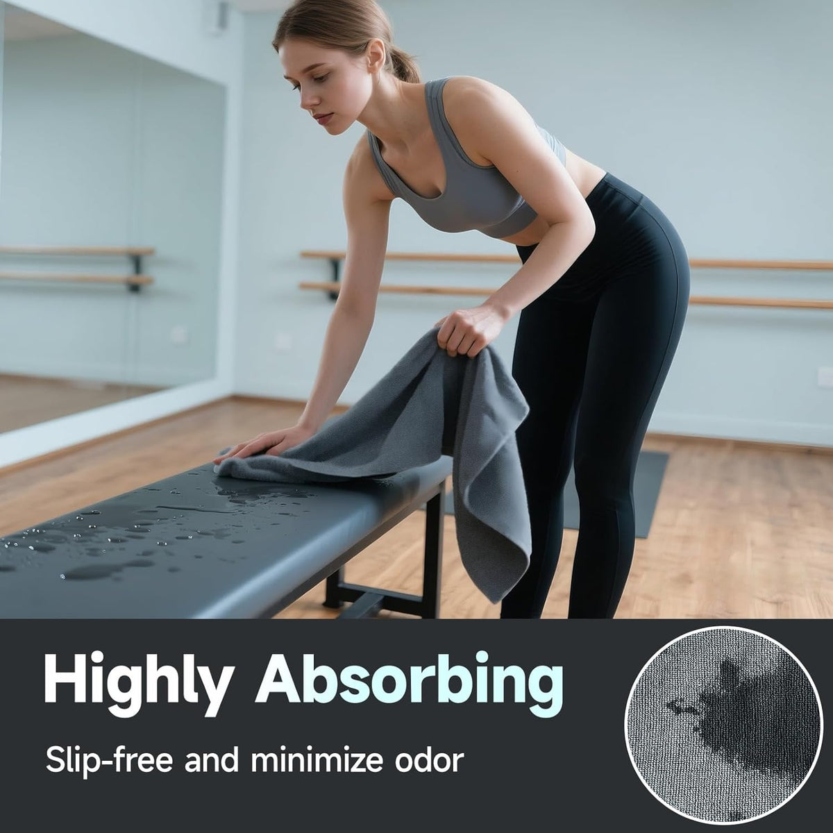 Yoga Mat Towel - Non-Slip Microfiber for Hot Yoga & Pilates | Super Absorbent, Lightweight & Machine Washable 72"x25" (Pink + Gray)