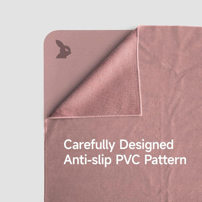 Yoga Mat Towel - Non-Slip Microfiber for Hot Yoga & Pilates | Super Absorbent, Lightweight & Machine Washable 72"x25" (Pink + Gray)