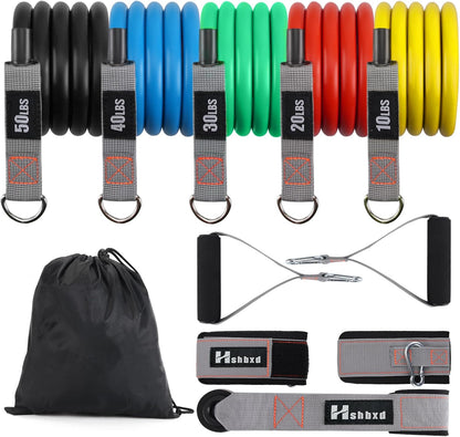 Resistance Bands with Handles for Working Out Women and Men, Exercise Bands with Door Anchor, Stretch Bands for Home Workouts, Simple Guide Included