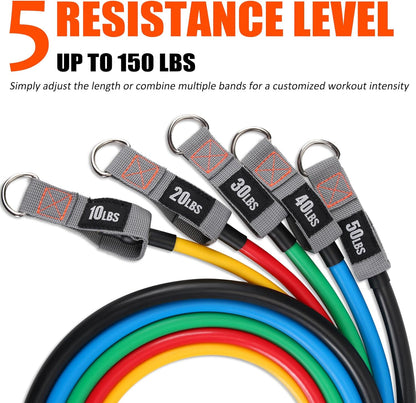 Resistance Bands with Handles for Working Out Women and Men, Exercise Bands with Door Anchor, Stretch Bands for Home Workouts, Simple Guide Included