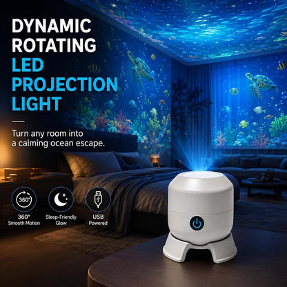 Dynamic 360° Rotating Ocean Wave Projector Night Light, Multi-Angle Projection Base, Plug & Play USB Dimmable Mood Light for Bedroom Meditation, Adults Home Theater Relaxation (1)