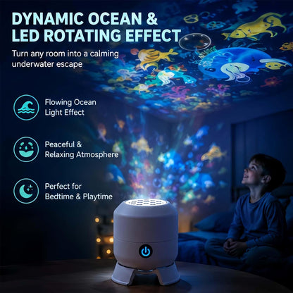 Dynamic 360° Rotating Ocean Wave Projector Night Light, Multi-Angle Projection Base, Plug & Play USB Dimmable Mood Light for Bedroom Meditation, Adults Home Theater Relaxation (1)