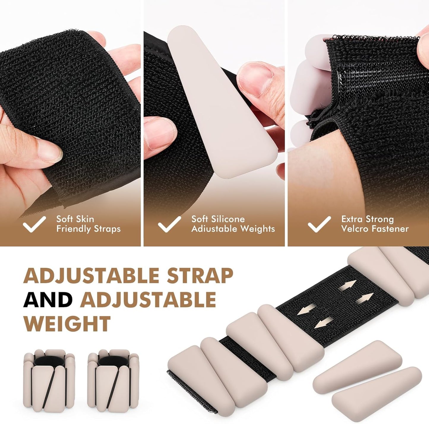 Wrist Weights, Ankle Weights for Women Men, Adjustable Wrist Weighted Bracelet for Home Gym Workout, Running, Yoga, Exercise, Strength Training