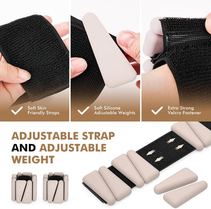 Wrist Weights, Ankle Weights for Women Men, Adjustable Wrist Weighted Bracelet for Home Gym Workout, Running, Yoga, Exercise, Strength Training