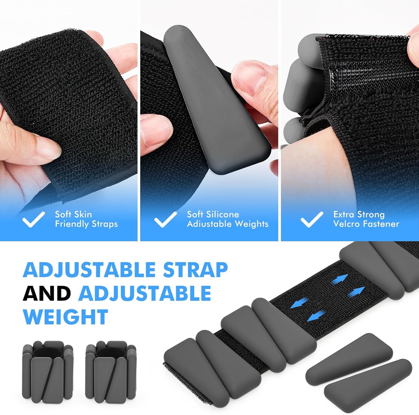 Wrist Weights, Ankle Weights for Women Men, Adjustable Wrist Weighted Bracelet for Home Gym Workout, Running, Yoga, Exercise, Strength Training