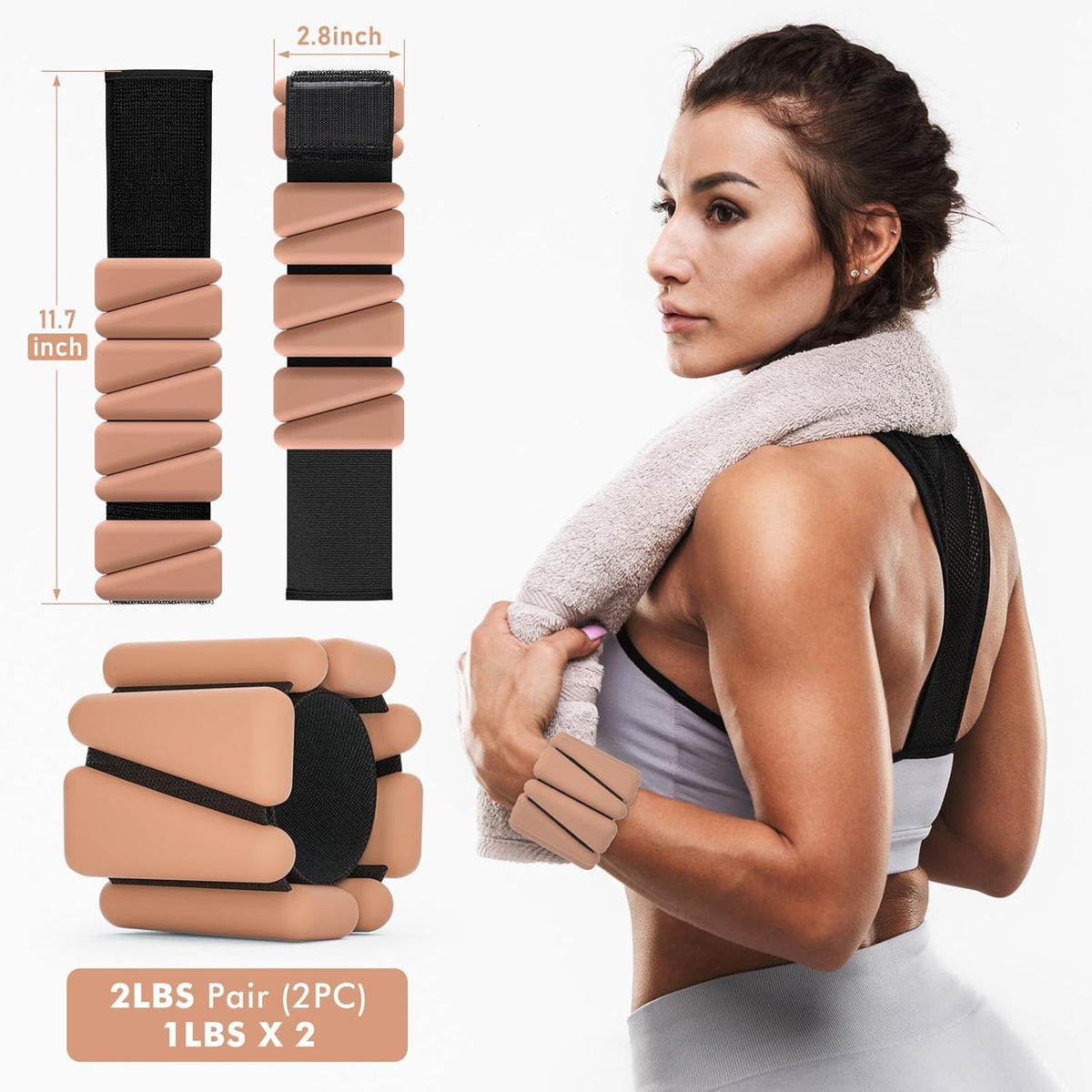 Wrist Weights, Ankle Weights for Women Men, Adjustable Wrist Weighted Bracelet for Home Gym Workout, Running, Yoga, Exercise, Strength Training