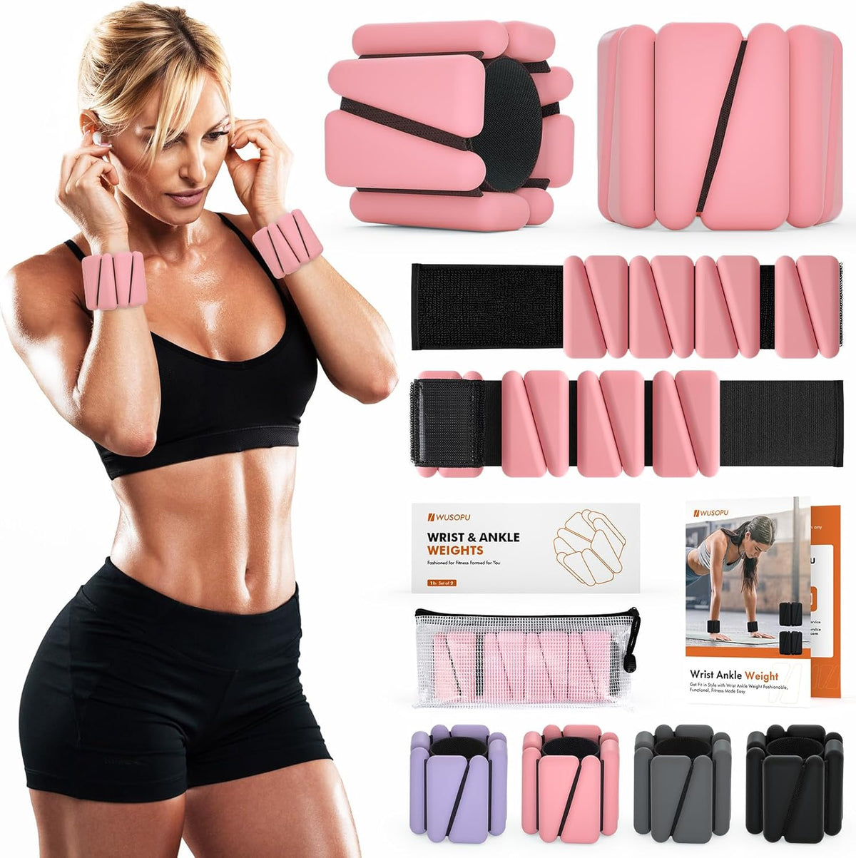 Wrist Weights, Ankle Weights for Women Men, Adjustable Wrist Weighted Bracelet for Home Gym Workout, Running, Yoga, Exercise, Strength Training