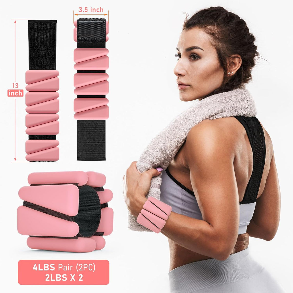 Wrist Weights, Ankle Weights for Women Men, Adjustable Wrist Weighted Bracelet for Home Gym Workout, Running, Yoga, Exercise, Strength Training