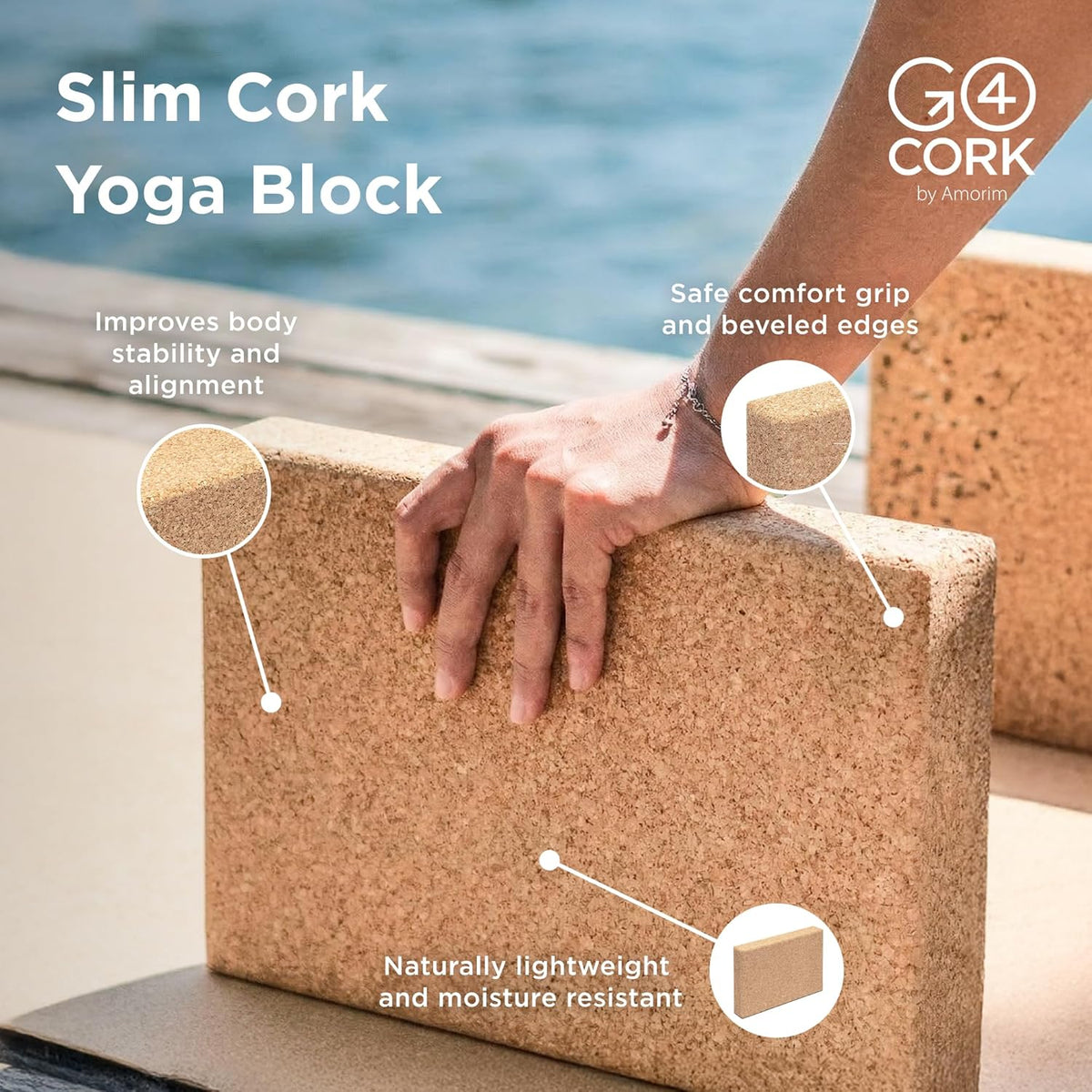 Cork Yoga Block | Non-Toxic, Alternative To Foam Yoga Blocks | Odorless, Soft, Non-Slip, Workout & Exercise | Yogi Gift Accessories | Men & Women | Eco Friendly, Sustainable