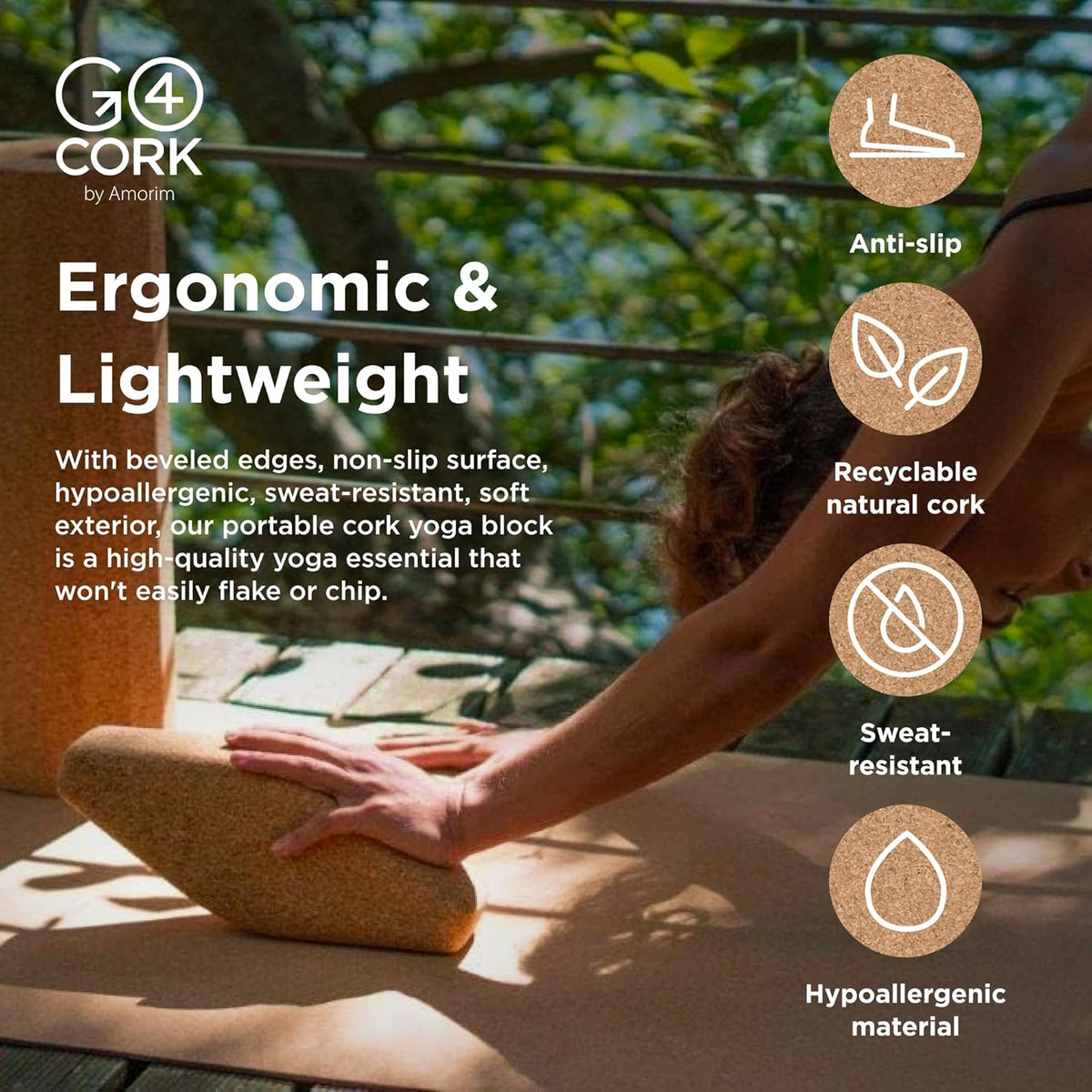 Cork Yoga Block | Non-Toxic, Alternative To Foam Yoga Blocks | Odorless, Soft, Non-Slip, Workout & Exercise | Yogi Gift Accessories | Men & Women | Eco Friendly, Sustainable