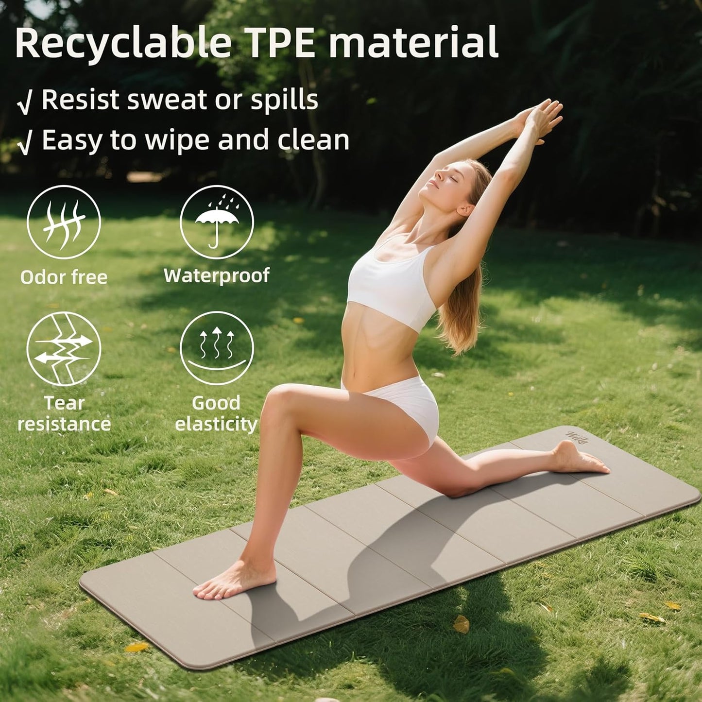 1/2 Inch Extra Thick Yoga Mat Pilates Equipment, 70"x24" Odorless Workout Mats for Home Gym, Non-slip Exercise Mats for Women Men Home Workout, Foldable Yoga Mats for Travel Camping Sleeping