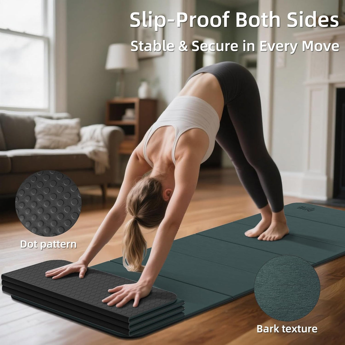 1/2 Inch Extra Thick Yoga Mat Pilates Equipment, 70"x24" Odorless Workout Mats for Home Gym, Non-slip Exercise Mats for Women Men Home Workout, Foldable Yoga Mats for Travel Camping Sleeping