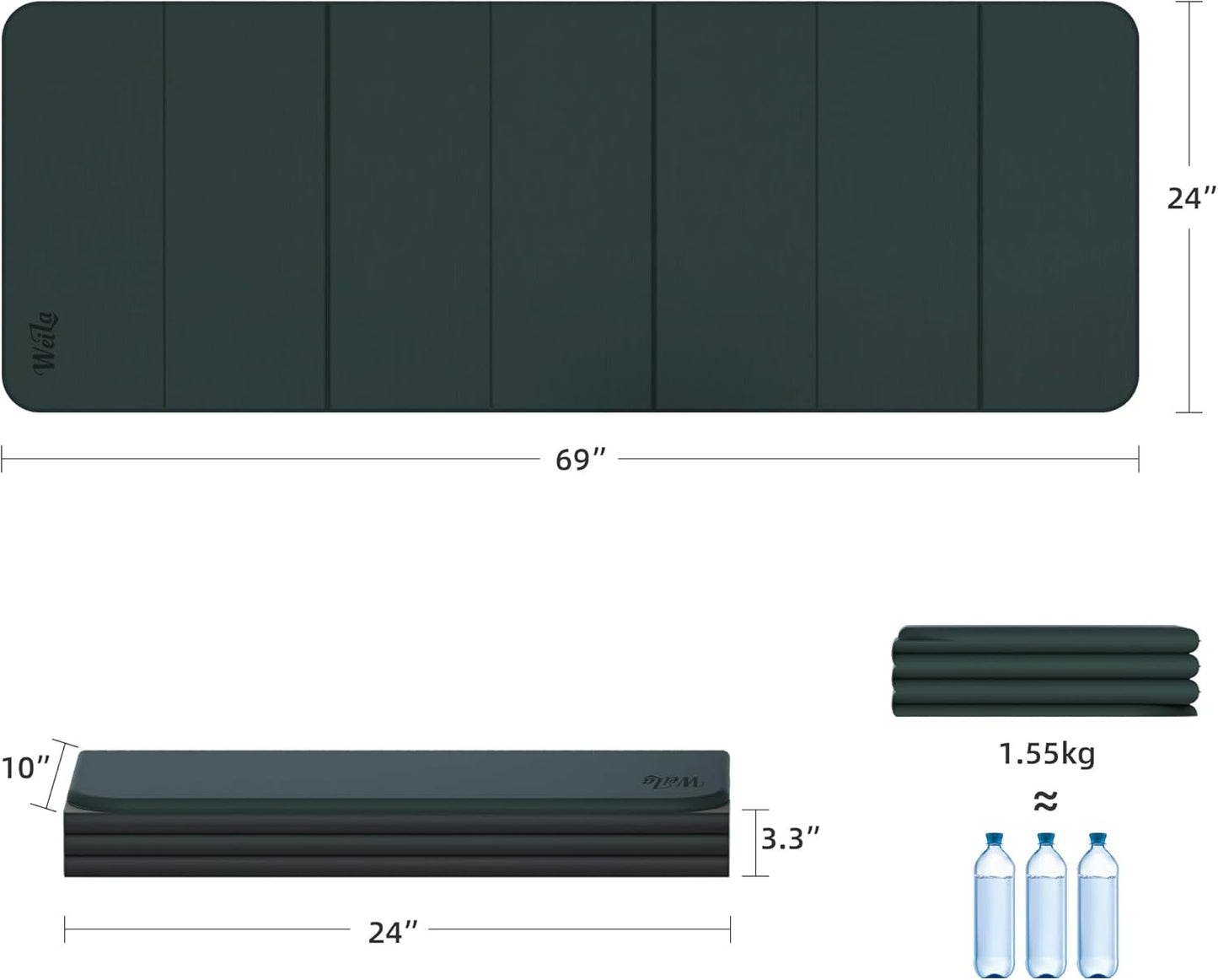 1/2 Inch Extra Thick Yoga Mat Pilates Equipment, 70"x24" Odorless Workout Mats for Home Gym, Non-slip Exercise Mats for Women Men Home Workout, Foldable Yoga Mats for Travel Camping Sleeping