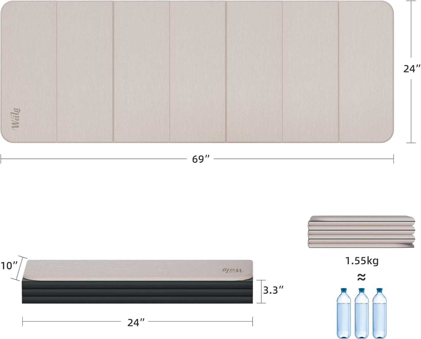 1/2 Inch Extra Thick Yoga Mat Pilates Equipment, 70"x24" Odorless Workout Mats for Home Gym, Non-slip Exercise Mats for Women Men Home Workout, Foldable Yoga Mats for Travel Camping Sleeping