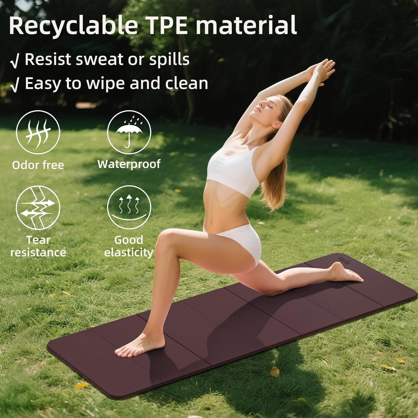 1/2 Inch Extra Thick Yoga Mat Pilates Equipment, 70"x24" Odorless Workout Mats for Home Gym, Non-slip Exercise Mats for Women Men Home Workout, Foldable Yoga Mats for Travel Camping Sleeping