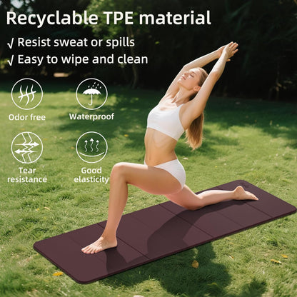 1/2 Inch Extra Thick Yoga Mat Pilates Equipment, 70"x24" Odorless Workout Mats for Home Gym, Non-slip Exercise Mats for Women Men Home Workout, Foldable Yoga Mats for Travel Camping Sleeping