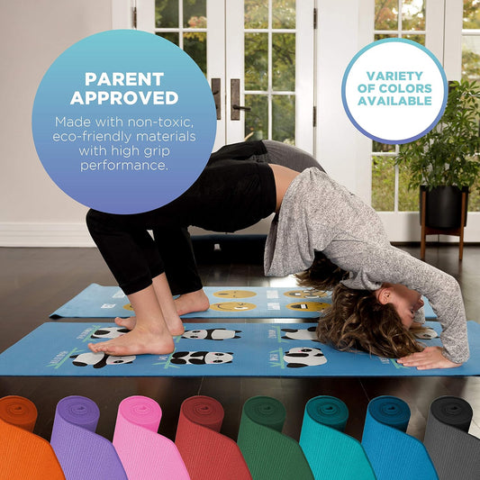 Yoga Mat for Exercise - Non Slip Thick Comfortable Workout Floor Mat for Adults and Kids - Eco Friendly Foldable Yoga Mat for Yoga, Pilates, Gym and Stretching