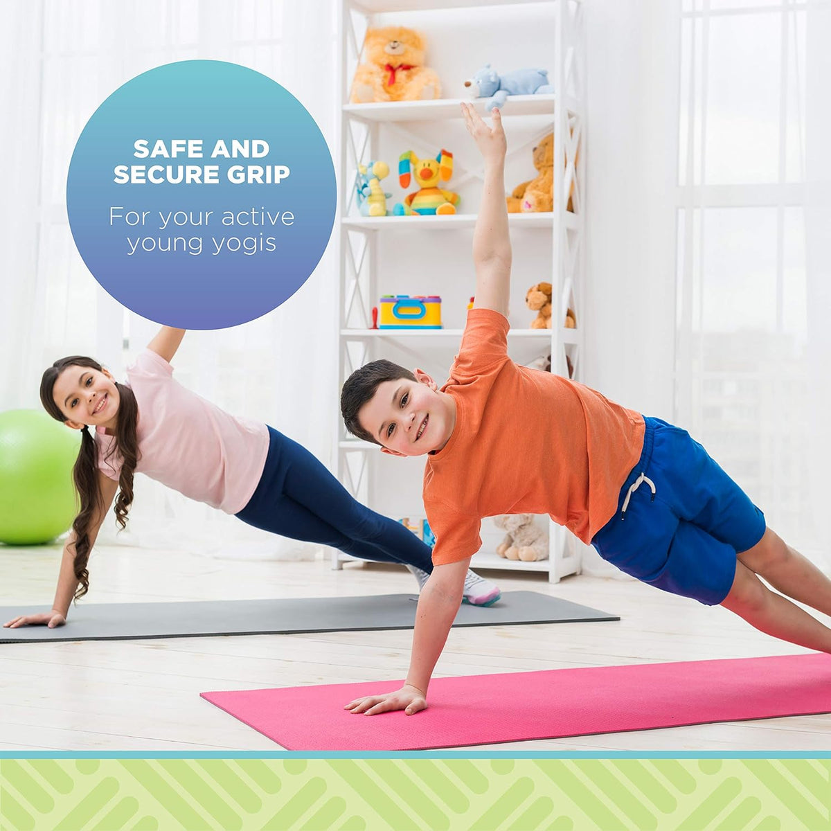 Yoga Mat for Exercise - Non Slip Thick Comfortable Workout Floor Mat for Adults and Kids - Eco Friendly Foldable Yoga Mat for Yoga, Pilates, Gym and Stretching