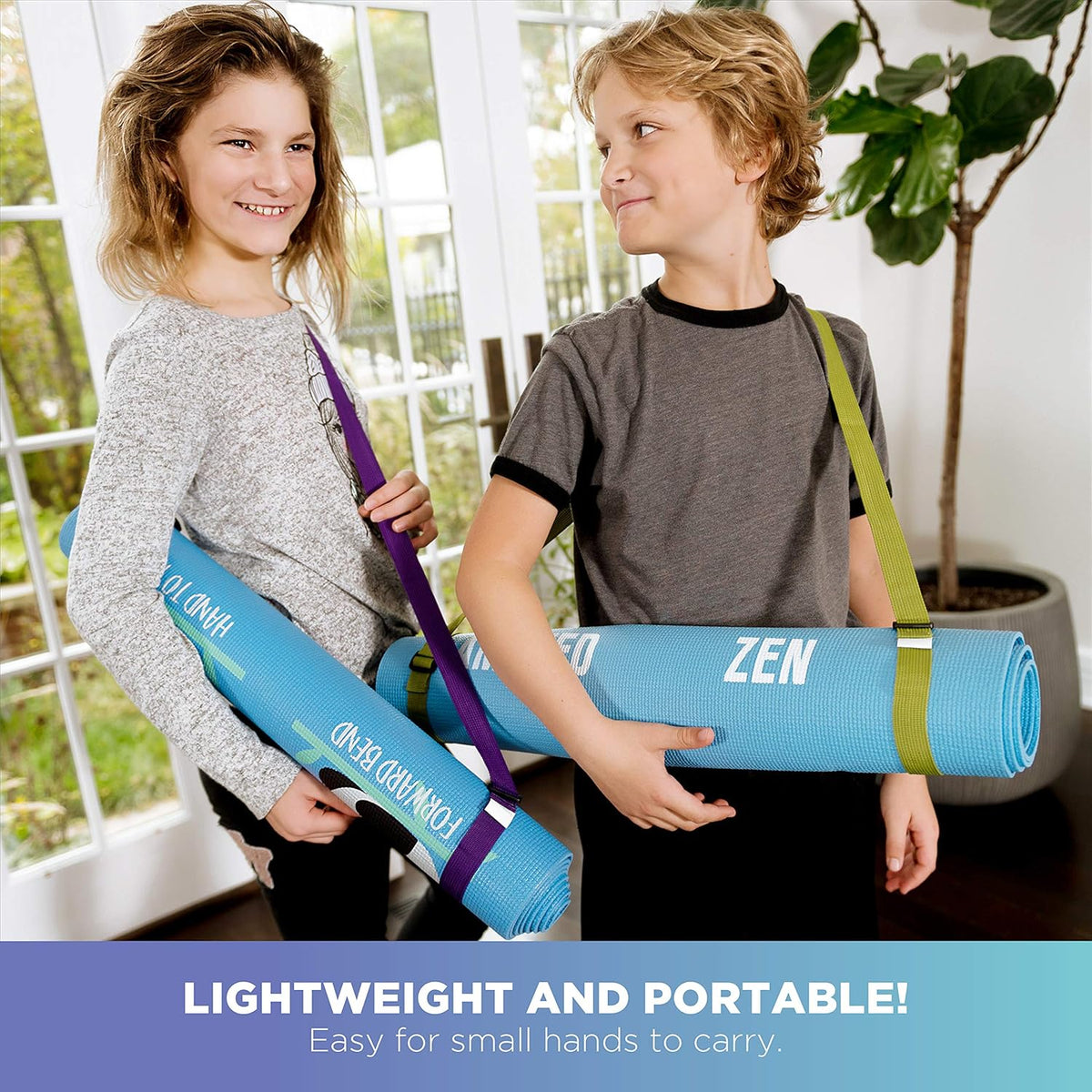 Yoga Mat for Exercise - Non Slip Thick Comfortable Workout Floor Mat for Adults and Kids - Eco Friendly Foldable Yoga Mat for Yoga, Pilates, Gym and Stretching