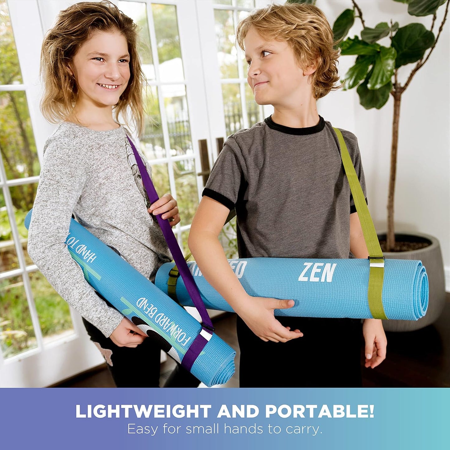 Yoga Mat for Exercise - Non Slip Thick Comfortable Workout Floor Mat for Adults and Kids - Eco Friendly Foldable Yoga Mat for Yoga, Pilates, Gym and Stretching