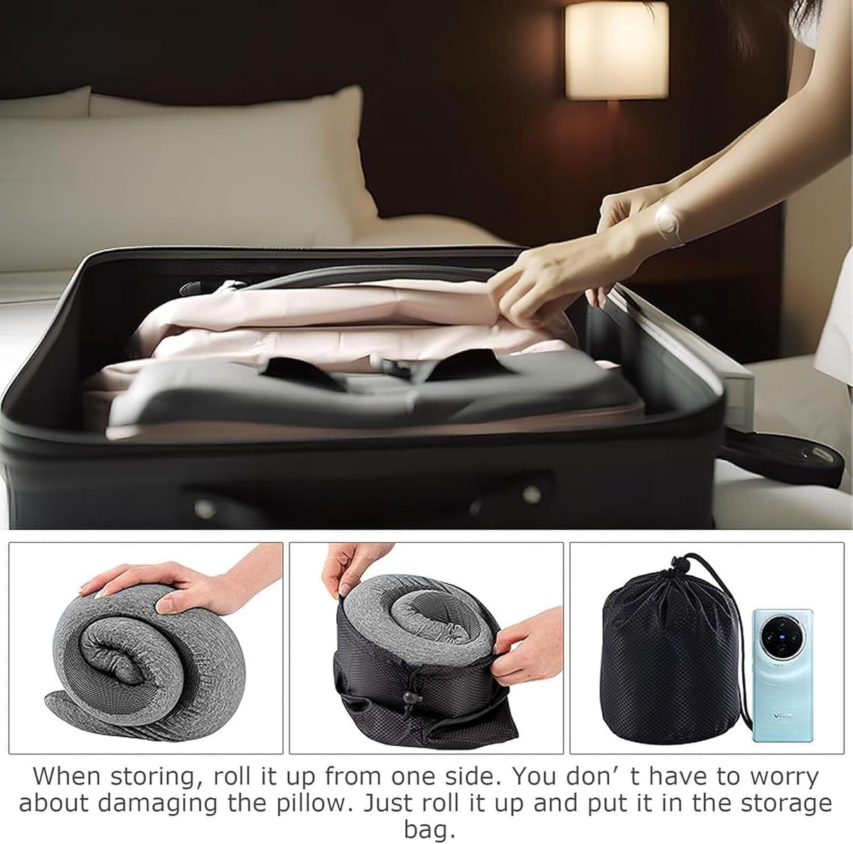 Travel Pillow for Airplanes, 2026 New Memory Foam Neck Pillow with Chin Wrap for Traveling, Suitable for Airplanes, Offices and Cars
