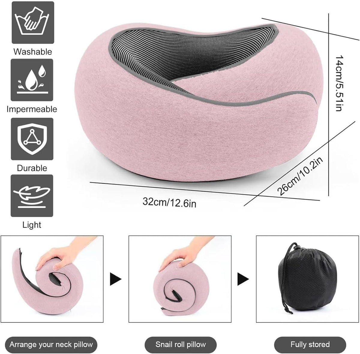 Travel Pillow for Airplanes, 2026 New Memory Foam Neck Pillow with Chin Wrap for Traveling, Suitable for Airplanes, Offices and Cars