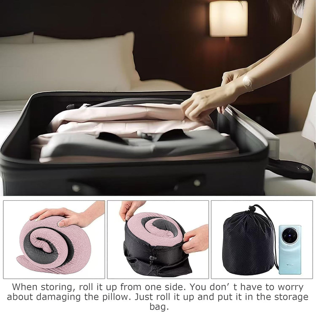 Travel Pillow for Airplanes, 2026 New Memory Foam Neck Pillow with Chin Wrap for Traveling, Suitable for Airplanes, Offices and Cars