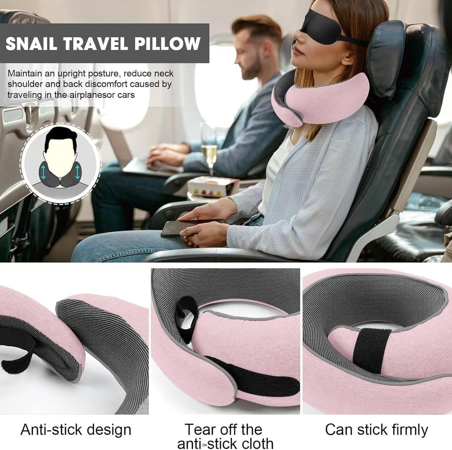 Travel Pillow for Airplanes, 2026 New Memory Foam Neck Pillow with Chin Wrap for Traveling, Suitable for Airplanes, Offices and Cars