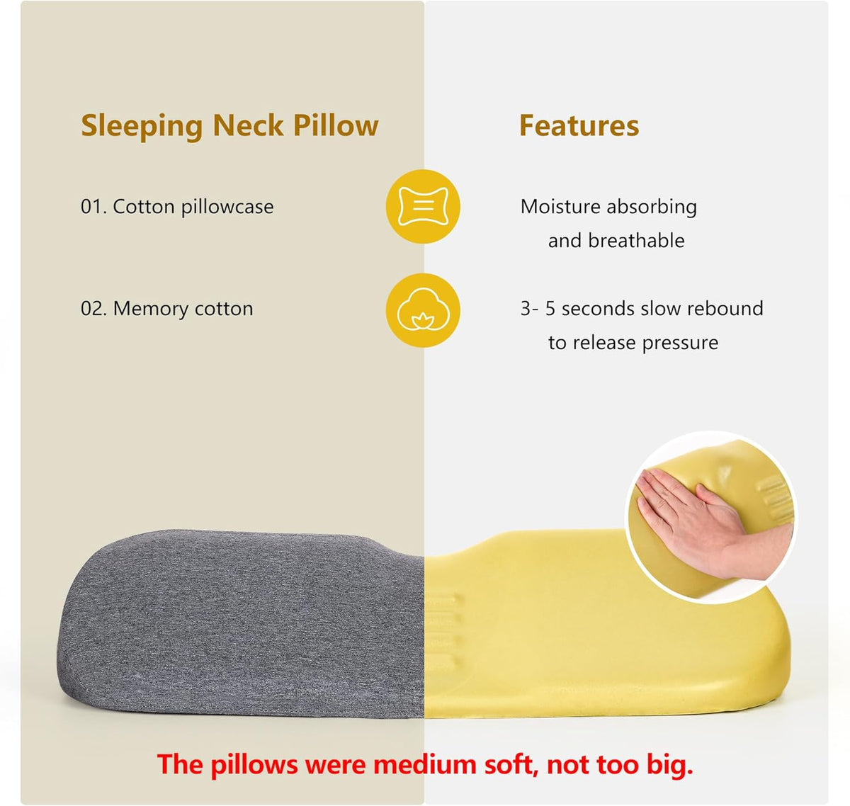 Cervical Neck Pillows for Pain Relief Sleeping, Memory Foam Neck Bolster Support Pillow and Shoulder Relaxer for Stiff Pain Relief, Neck Support Pillow Bed Neck Roll Pillow(Dark Gray)