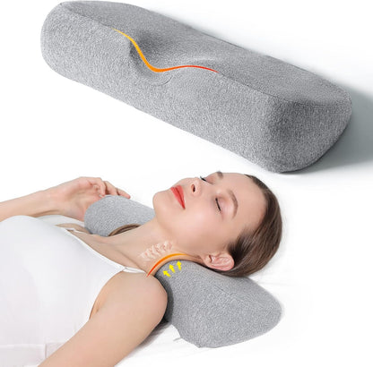 Cervical Neck Pillows for Pain Relief Sleeping, Memory Foam Neck Bolster Support Pillow and Shoulder Relaxer for Stiff Pain Relief, Neck Support Pillow Bed Neck Roll Pillow(Dark Gray)