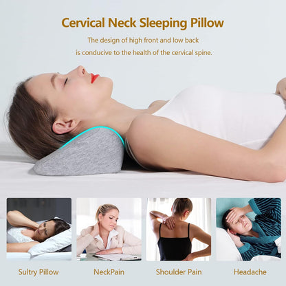 Cervical Neck Pillows for Pain Relief Sleeping, Memory Foam Neck Bolster Support Pillow and Shoulder Relaxer for Stiff Pain Relief, Neck Support Pillow Bed Neck Roll Pillow(Dark Gray)