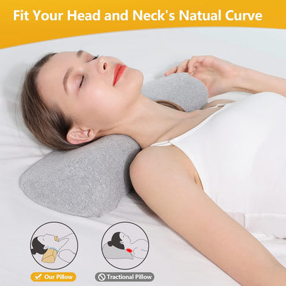 Cervical Neck Pillows for Pain Relief Sleeping, Memory Foam Neck Bolster Support Pillow and Shoulder Relaxer for Stiff Pain Relief, Neck Support Pillow Bed Neck Roll Pillow(Dark Gray)