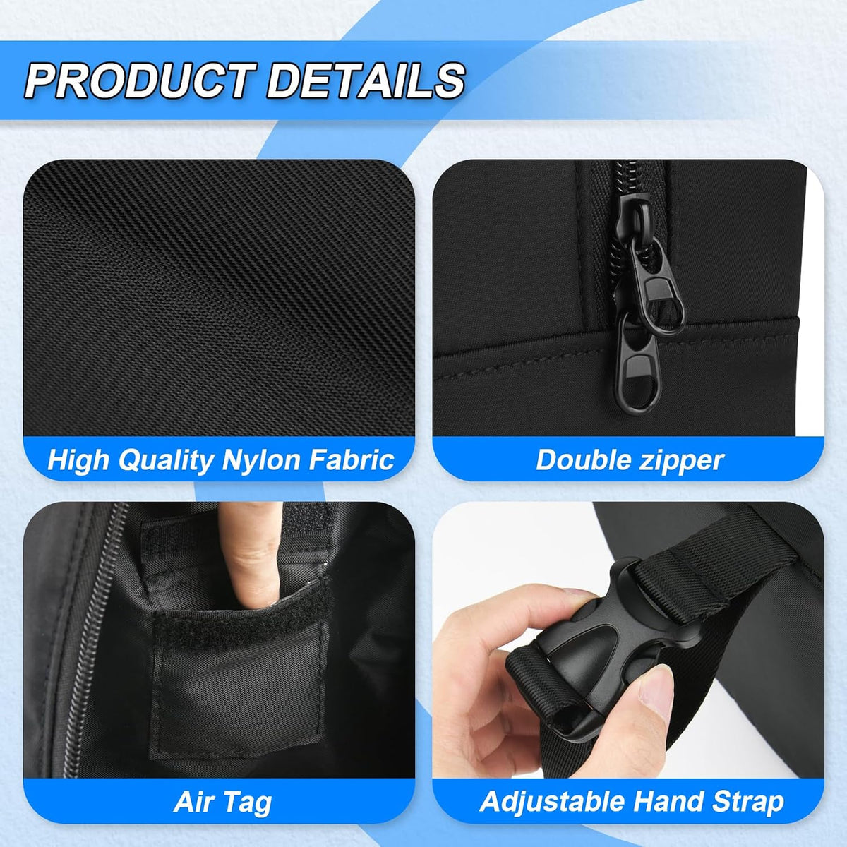 Travel Neck Pillow Bag for trtl Travel Pillow, Waterproof Carrying Case Neck Pillow Protector with Air Tag Pocket & Adjustable Strap, Quick-Release Clasp Easily Attaches to Luggage, Backpacks, Black