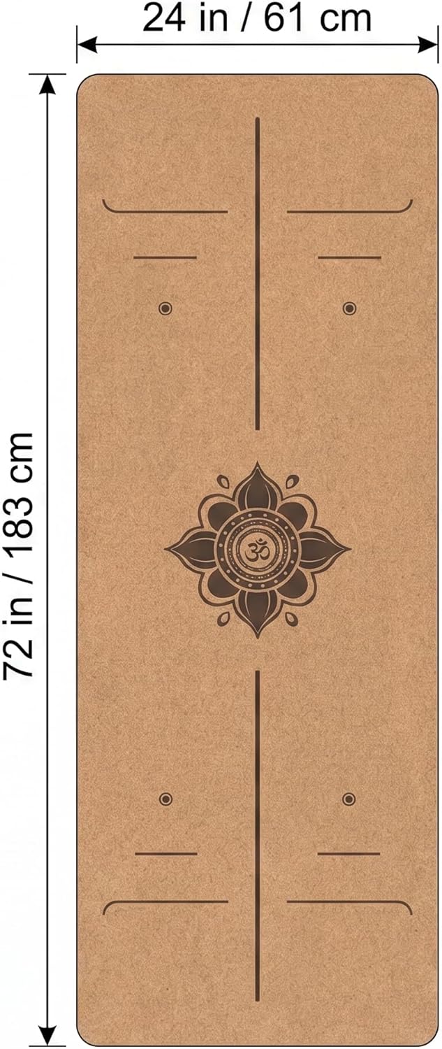 Cork Yoga Mat extra thick 6mm TPE Yoga Mat 72x24 Inch High Density Non-Slip Workout Mat Super Grip Quick-Dry for Hot Yoga, Home Gym