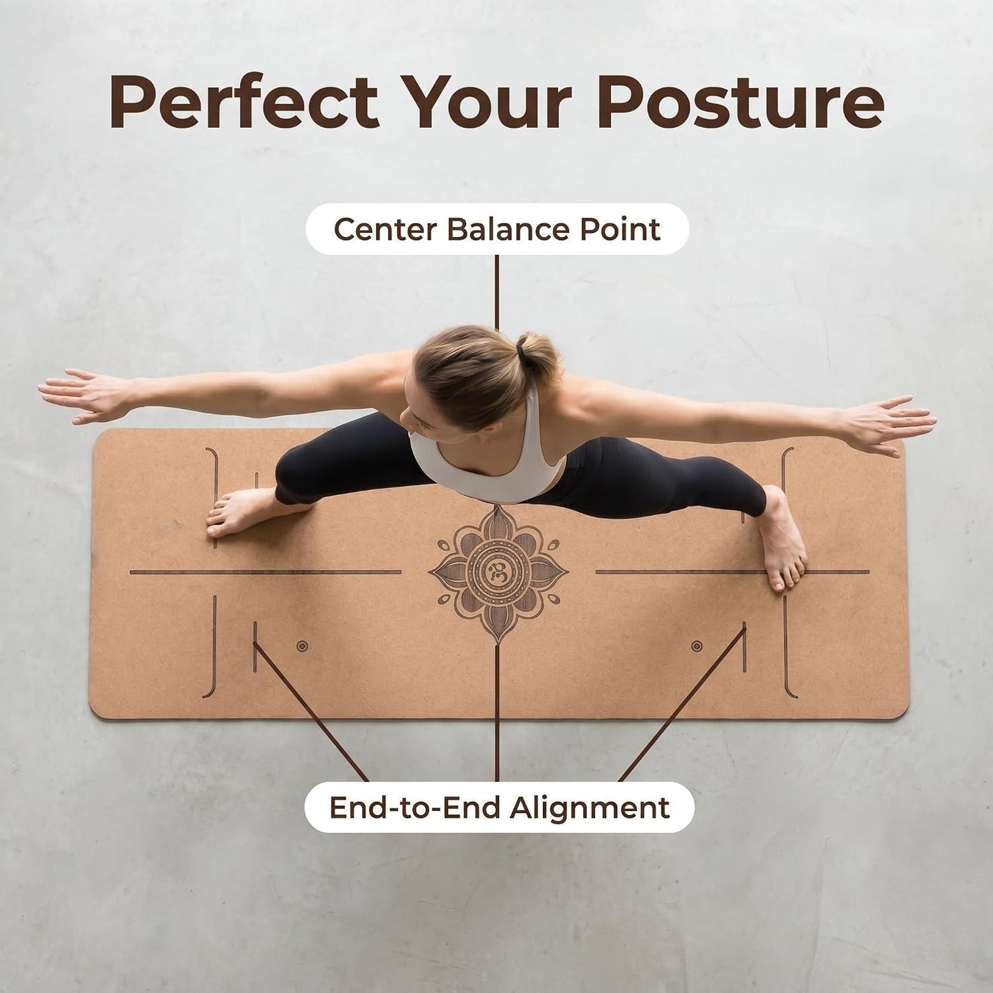 Cork Yoga Mat extra thick 6mm TPE Yoga Mat 72x24 Inch High Density Non-Slip Workout Mat Super Grip Quick-Dry for Hot Yoga, Home Gym