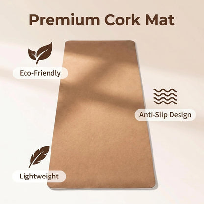 Cork Yoga Mat extra thick 6mm TPE Yoga Mat 72x24 Inch High Density Non-Slip Workout Mat Super Grip Quick-Dry for Hot Yoga, Home Gym