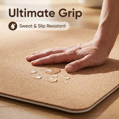 Cork Yoga Mat extra thick 6mm TPE Yoga Mat 72x24 Inch High Density Non-Slip Workout Mat Super Grip Quick-Dry for Hot Yoga, Home Gym